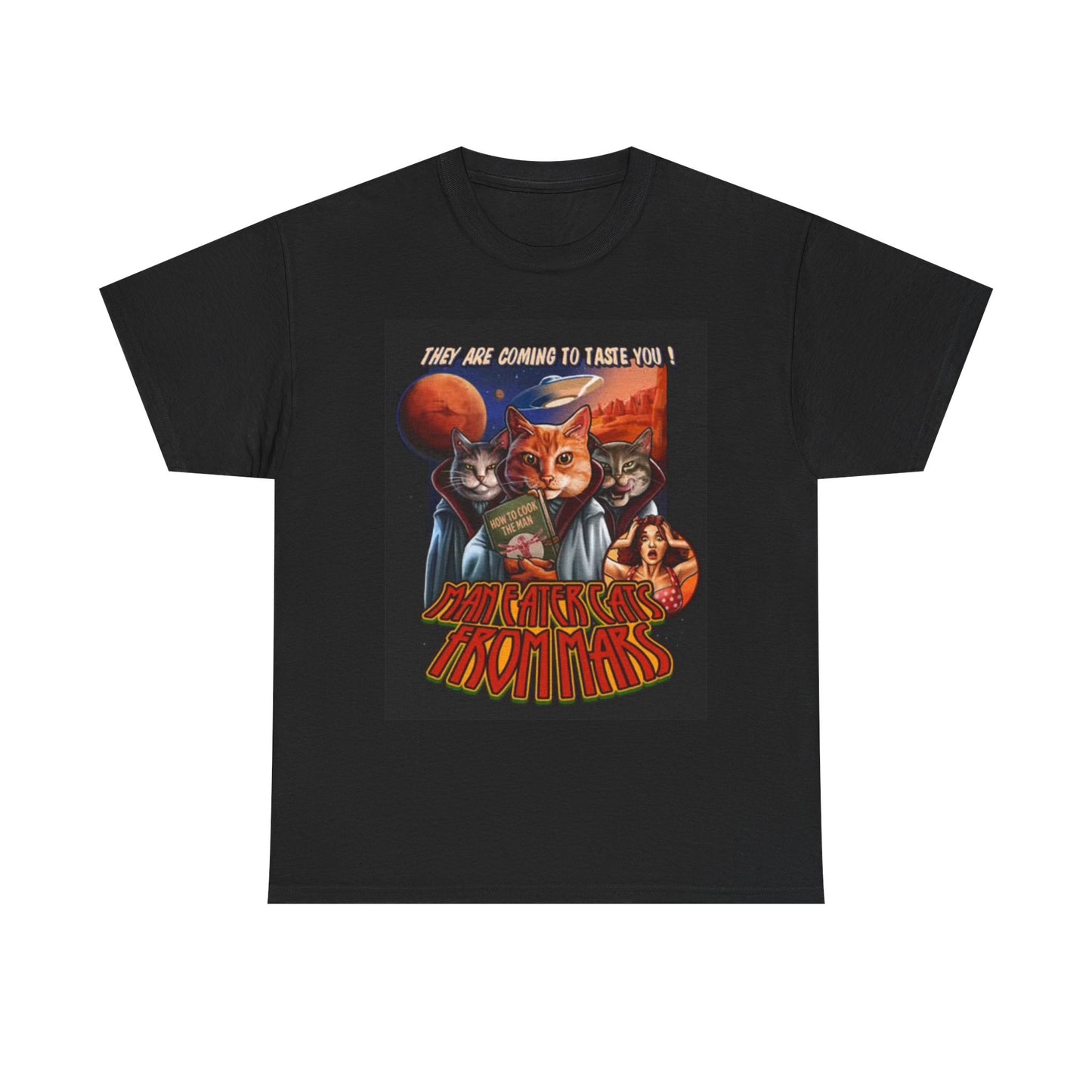 Space Kittens Aliens T Shirt Funny Graphic Cats Unisex Heavy Cotton Tee