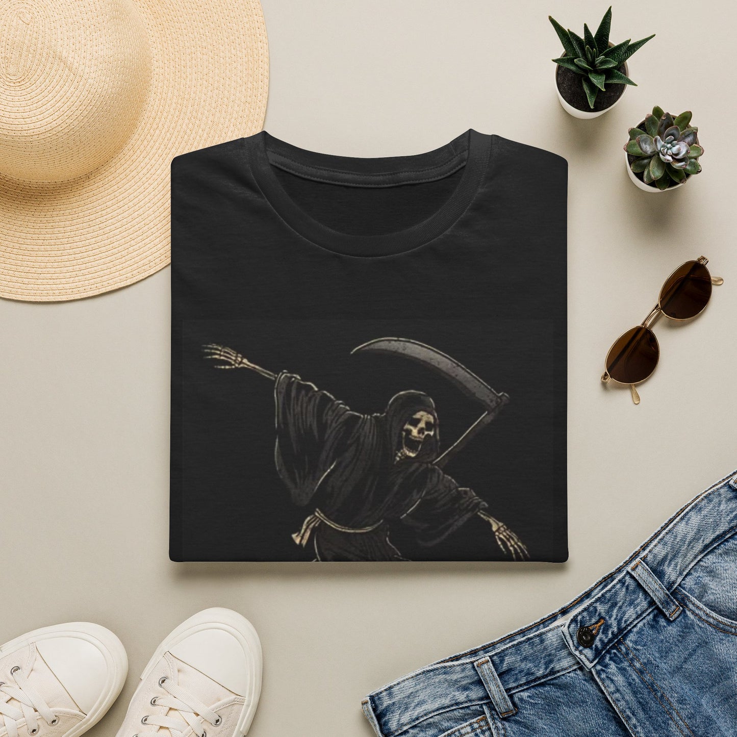 Skating Death Graphic T Shirt Grim Reaper Funny Unisex Softstyle T-Shirt