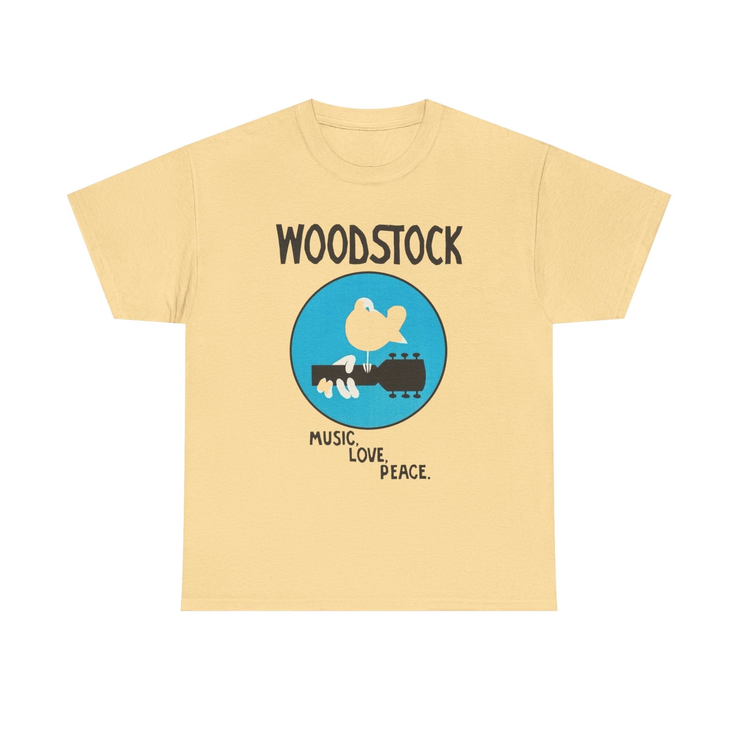 Woodstock Vintage Music Love Peace Graphic T Shirt Unisex Heavy Cotton Tee