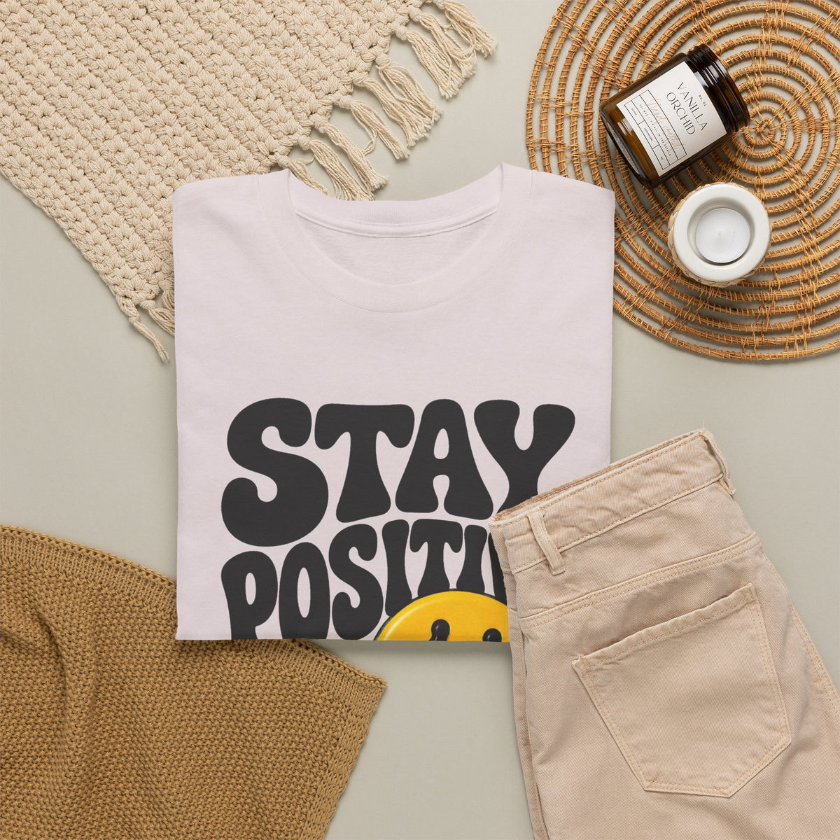 Stay Positive Keep Going Graphic T Shirt Men's Heavy Cotton Tee