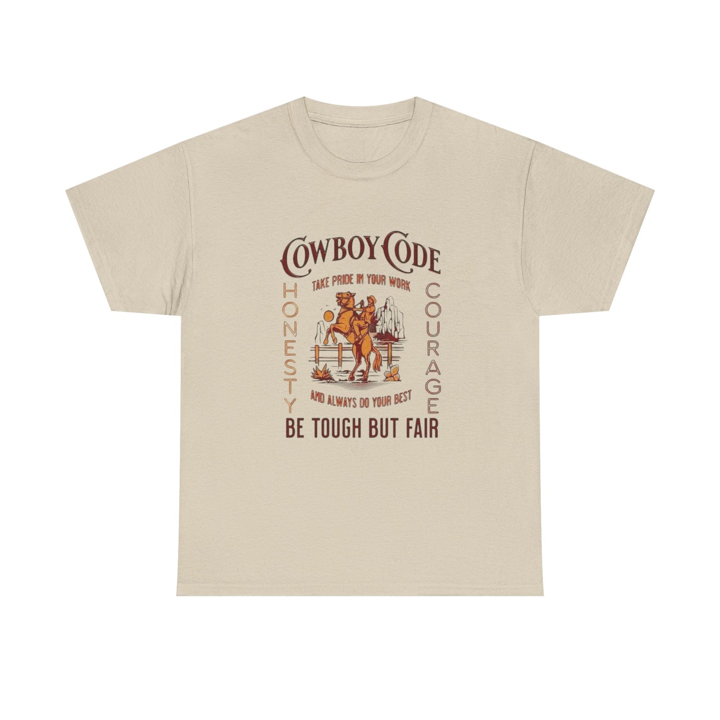 Cowboy Code Graphic T Shirt Unisex Heavy Cotton Tee