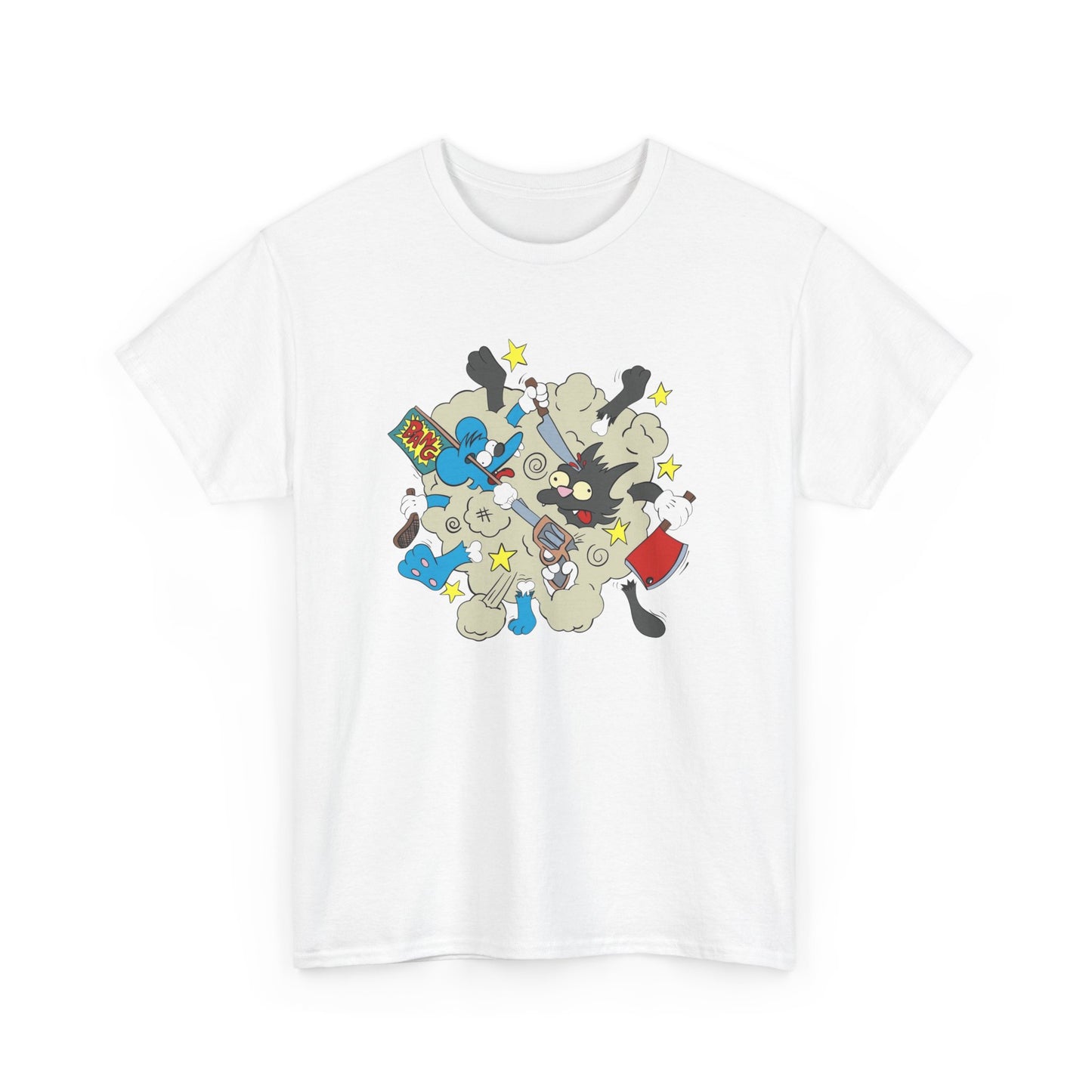 Itchy And Scratchy Show Funny Graphic T-Shirt Comfy Cotton Tee Brand NEW