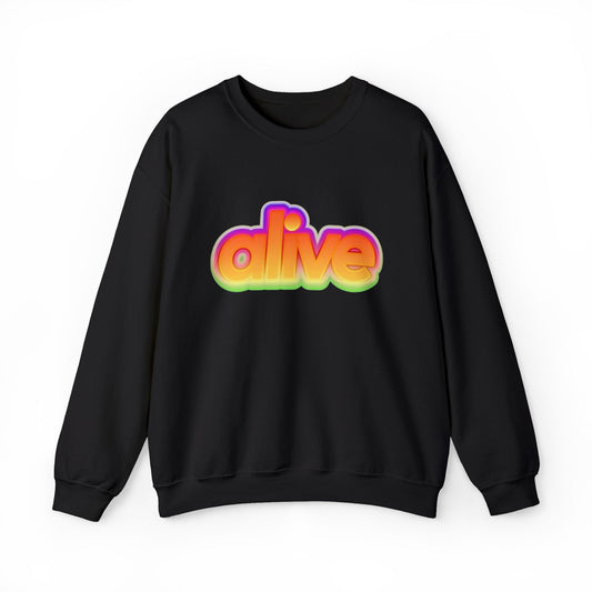 Alive Retro Neon Graphic Sweater Men's Adult Crewneck Sweatshirt
