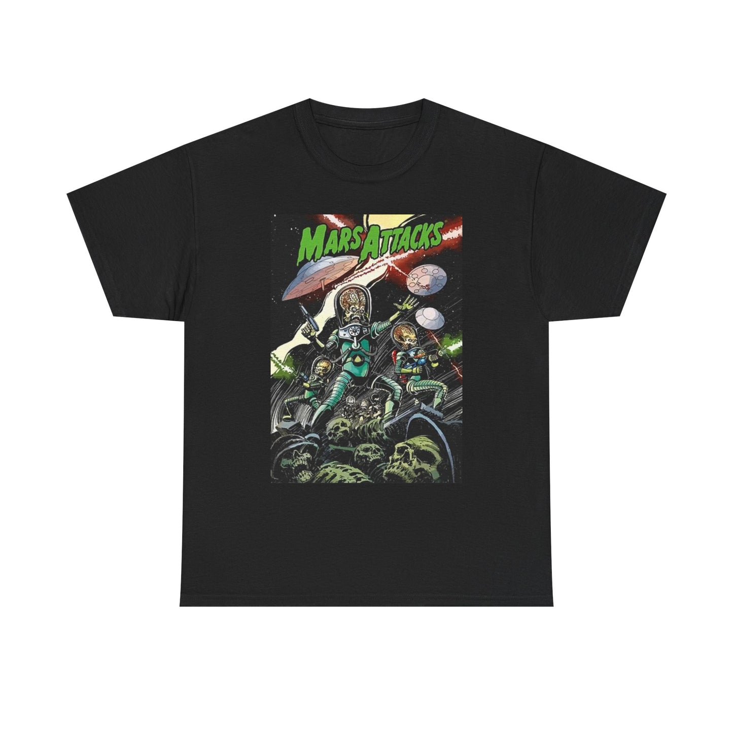Mars Attacks Graphic T Shirt Retro Movie Poster Aliens Unisex Heavy Cotton Tee