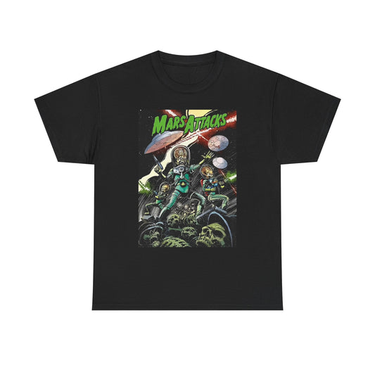 Mars Attacks Graphic T Shirt Retro Movie Poster Aliens Unisex Heavy Cotton Tee
