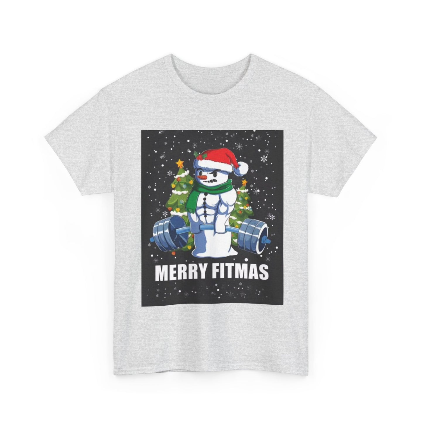 Merry Fitmas Shirt Funny Gym Snowman Christmas Gym Unisex Heavy Cotton Tee
