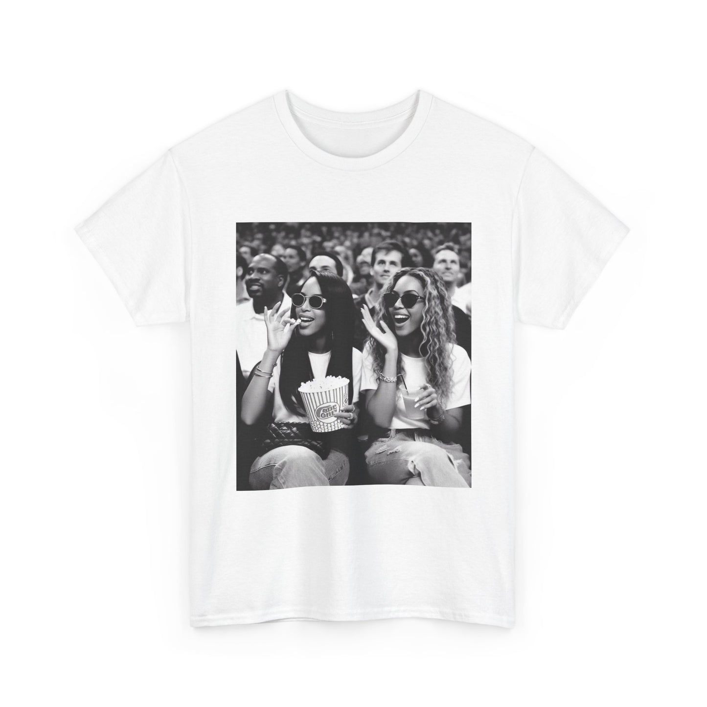 Aaliyah and Beyonce Tshirt Vintage Courtside Photo Tour Unisex Heavy Cotton Tee