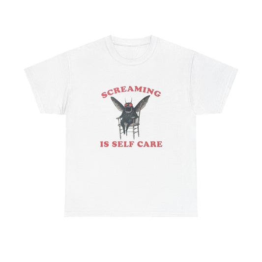 Screaming Is Self Care Funny Graphic T Shirt NEW Heavy Cotton Tee