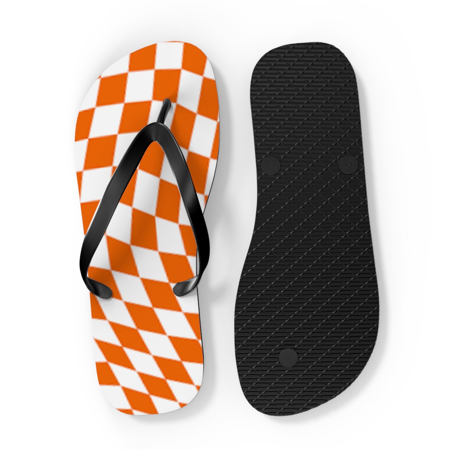Orange Checkered Wavy Sandals, Beach Shoes, Vacation Flip Flops, Pool Slides