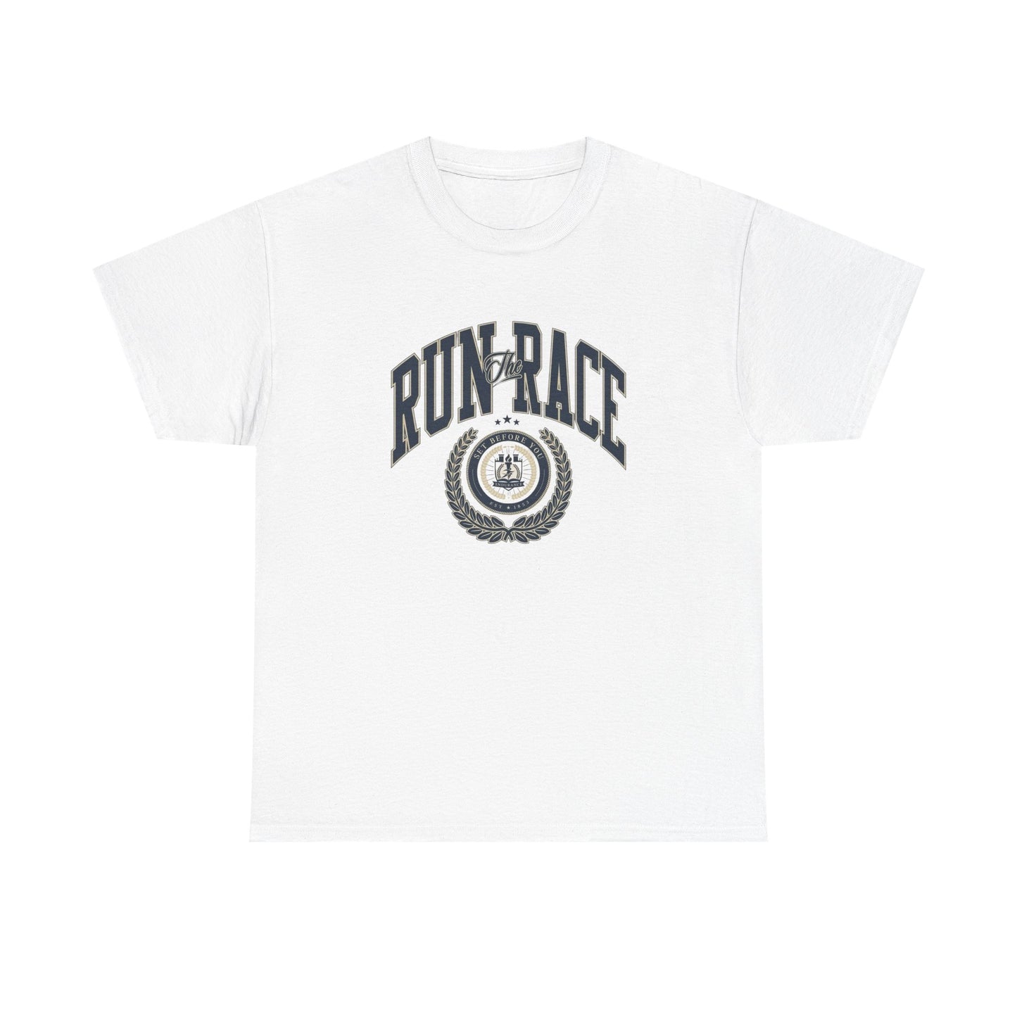 Run The Race Graphic T Shirt NEW Unisex Heavy Cotton Tee