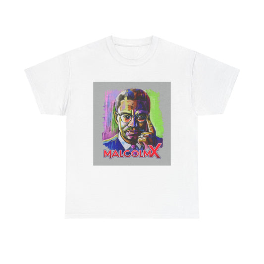 Malcom X Poster Shirt Neon Painting Vintage Graphic Unisex Heavy Cotton Tee