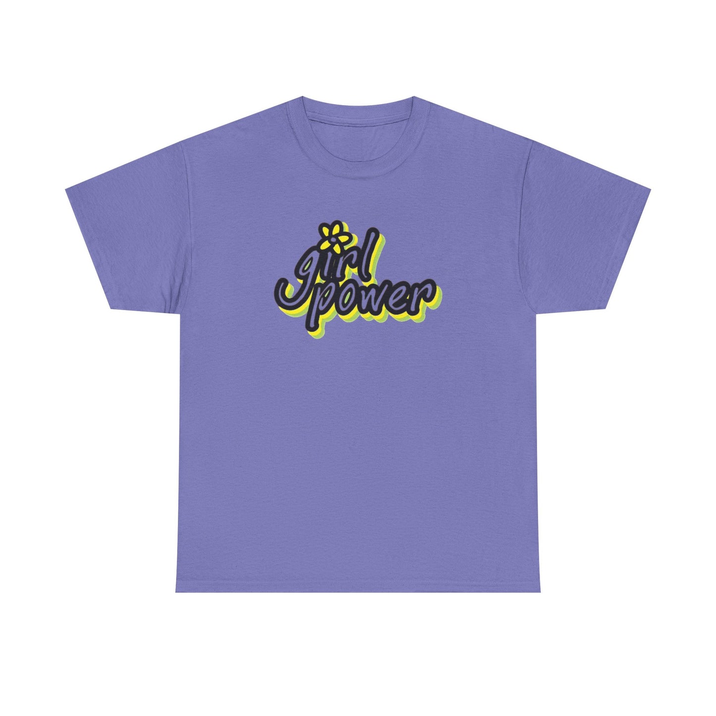 Girl Power Graphic T Shirt Girly Tee Retro Flower Power Unisex Heavy Cotton Tee