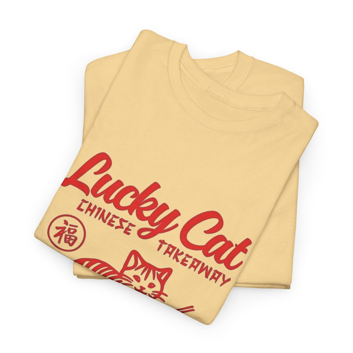 Lucky Cat Chinese Takeaway Graphic T-Shirt Men's Graphic Tee Funny Retro