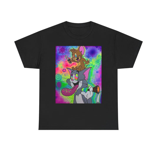 Tom And Jerry Trippy Psychedelic Graphic T Shirt Unisex Heavy Cotton Tee