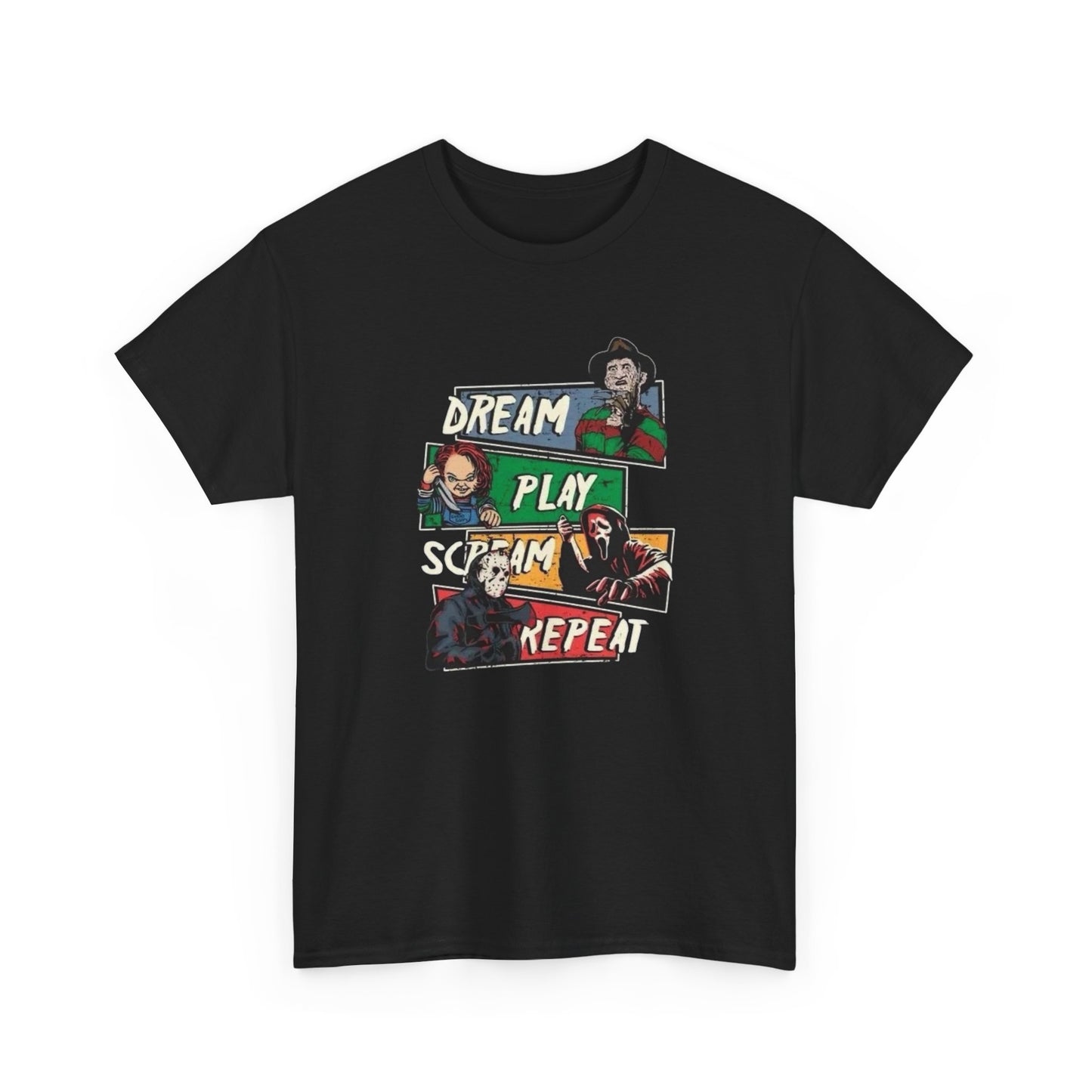 Dream Play Scream Repeat Graphic T Shirt Unisex Heavy Cotton Tee