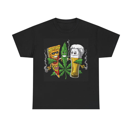Best Buds Pizza And Beer Tshirt Graphic Funny Weed 420 Unisex Heavy Cotton Tee