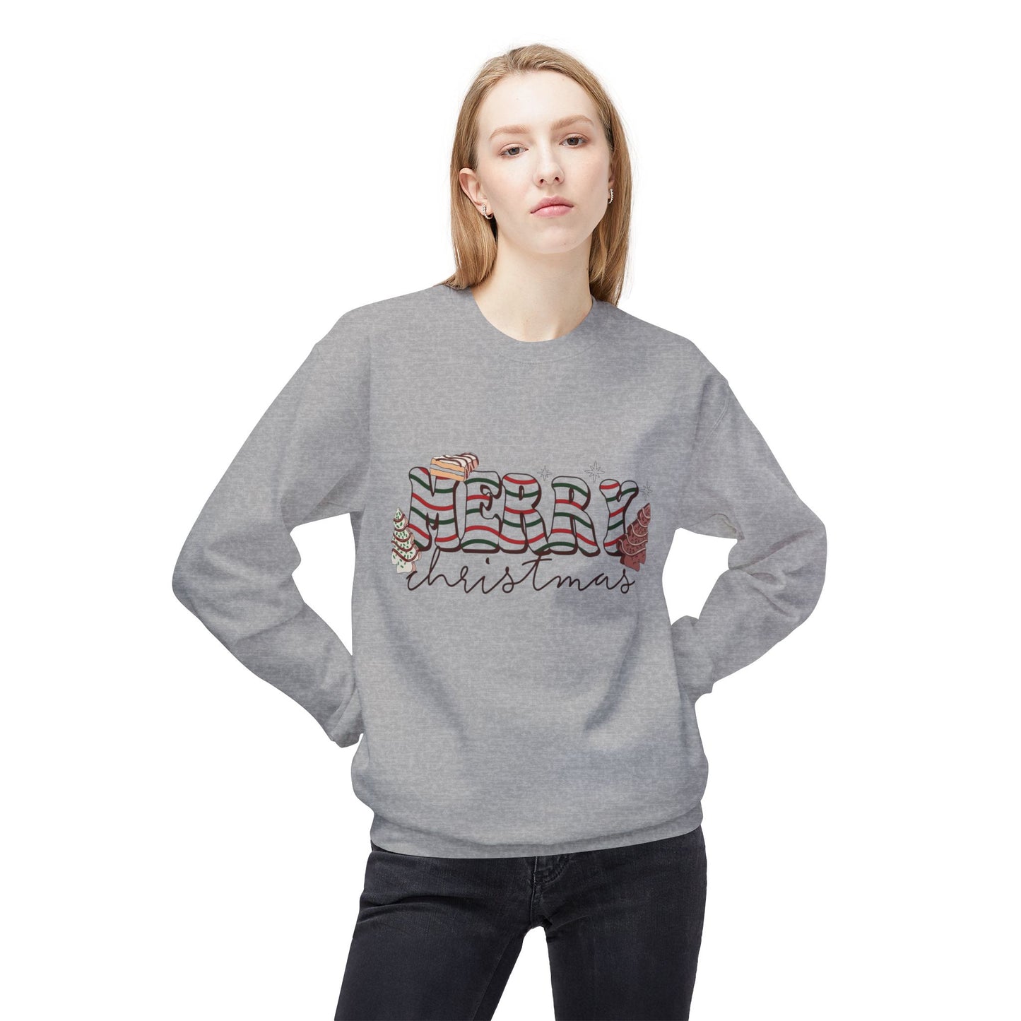 Christmas Tree Cakes Sweater Funny NEW Unisex Fleece Crewneck Sweatshirt