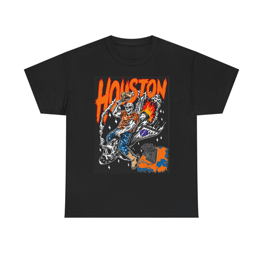 Houston Texas Graphic T Shirt Vintage Art NEW Unisex Heavy Cotton Tee
