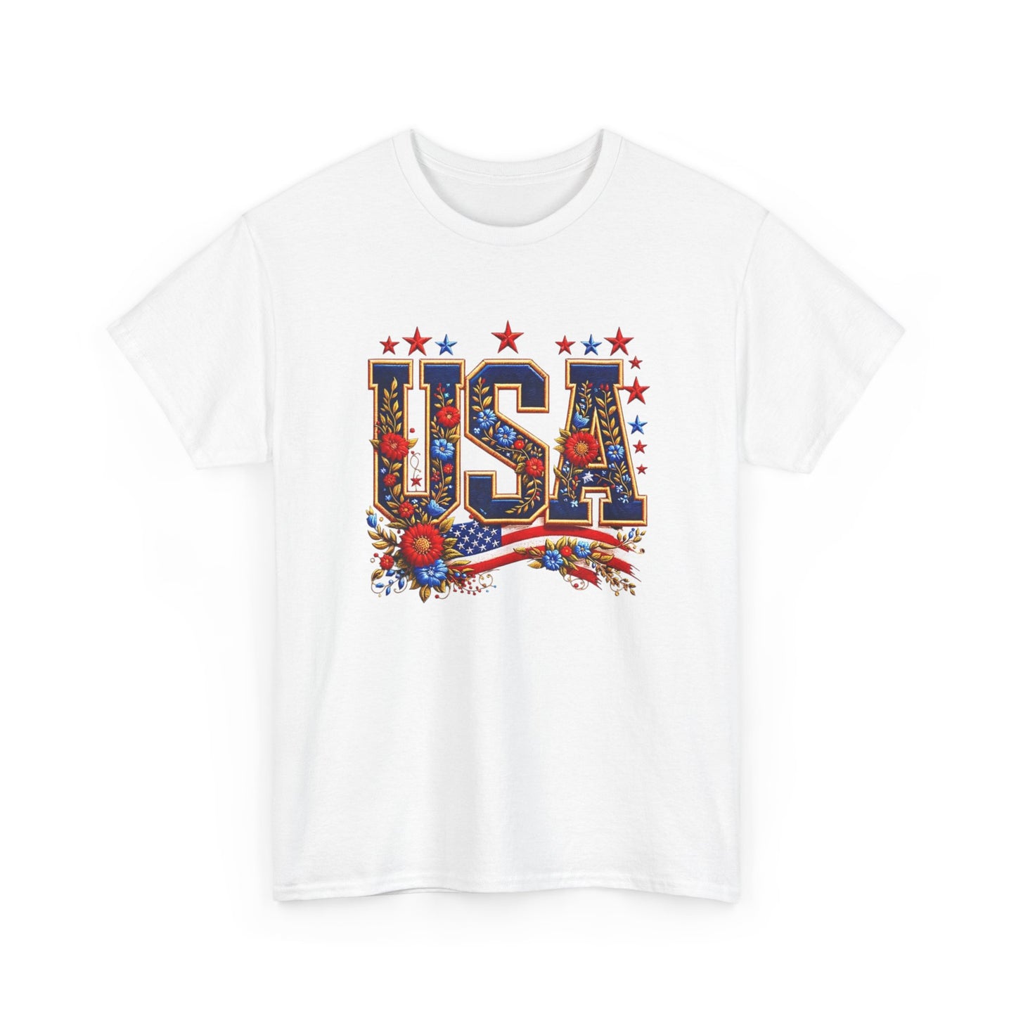 United States Floral Graphic T Shirt Unisex NEW Heavy Cotton Tee