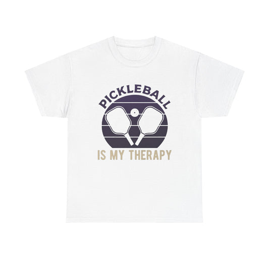 Pickleball Is My Therapy Purple Graphic T Shirt Cotton Tee Apparel New