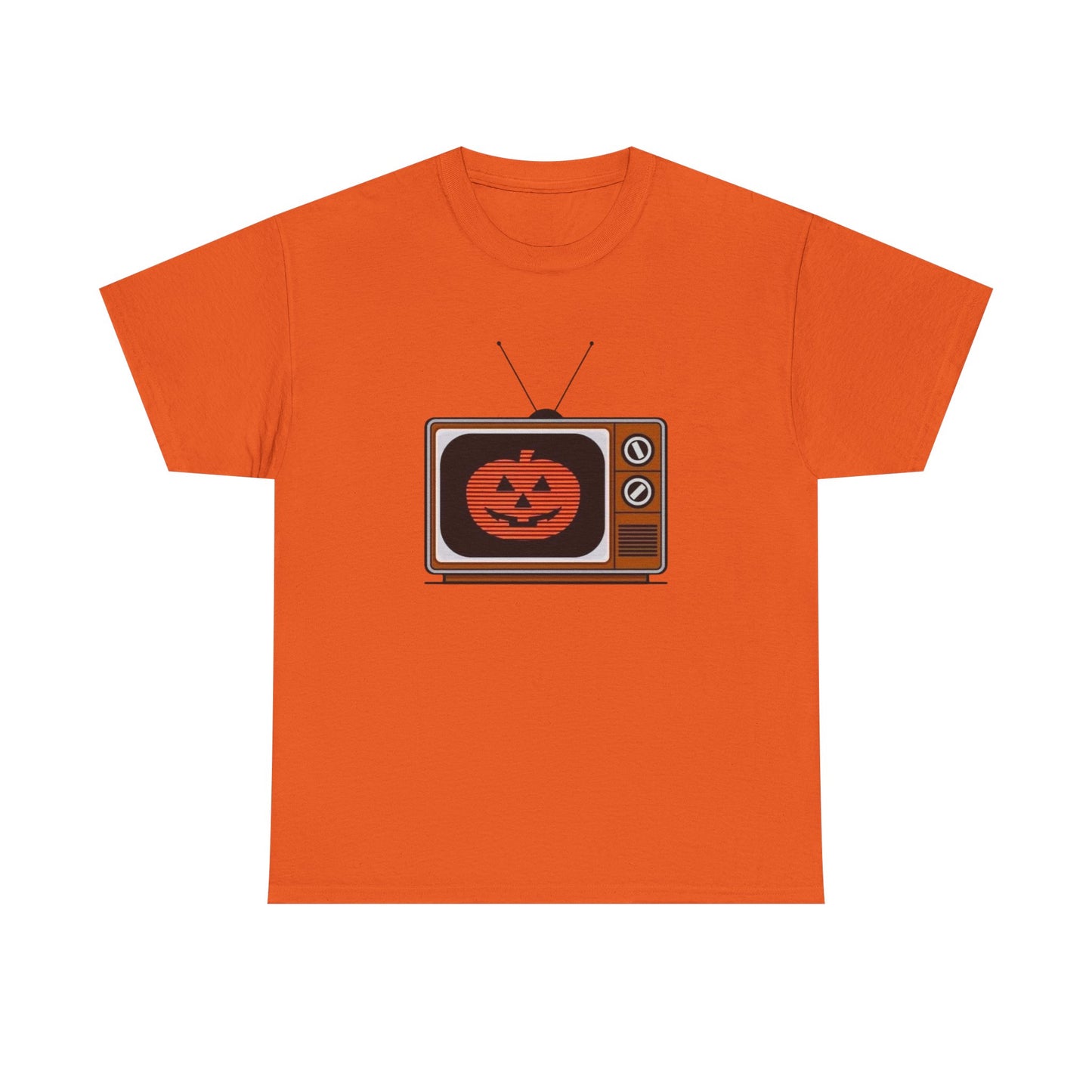 Halloween Pumpkin Tv Retro Graphic T Shirt Unisex Heavy Cotton Tee