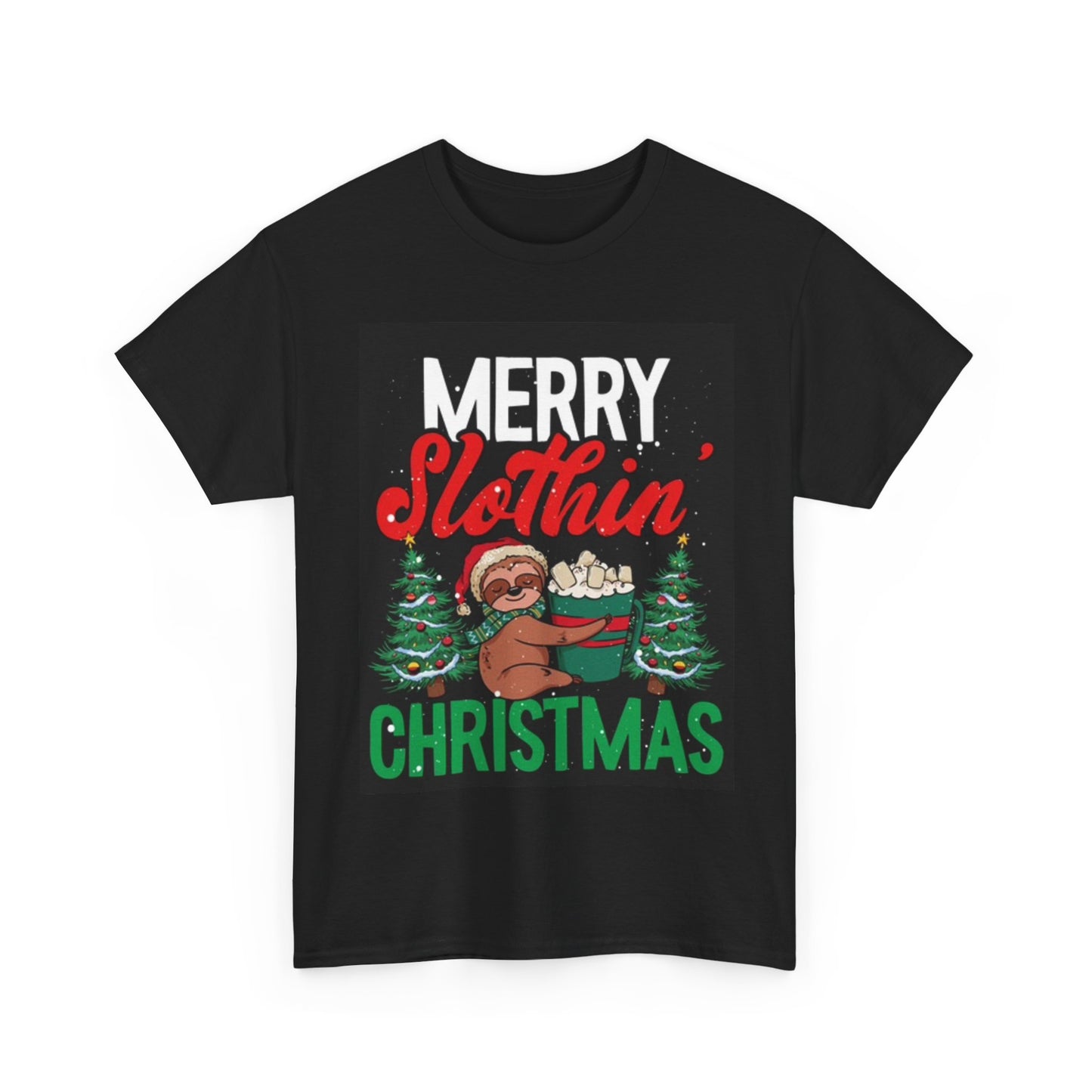 Merry Slothin Christmas Shirt Funny Santa Time Unisex Heavy Cotton Tee