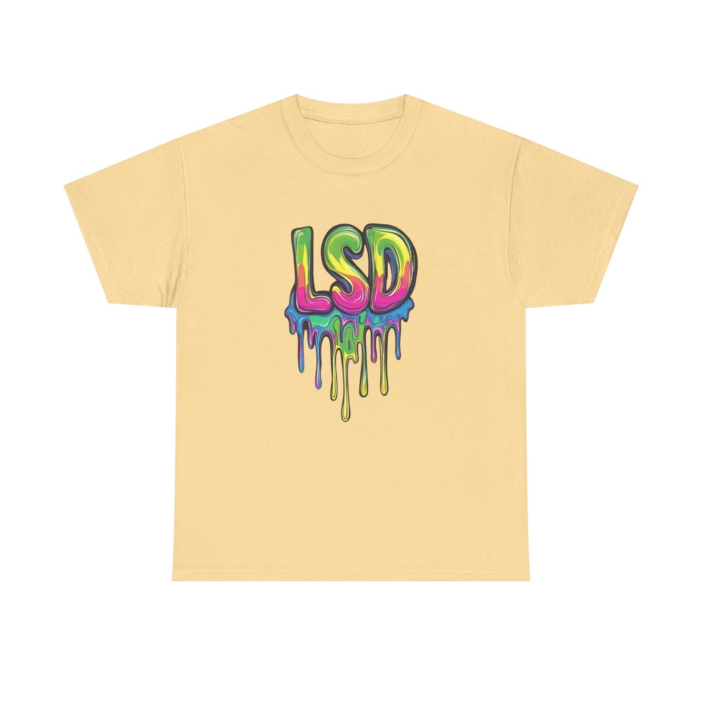 LSD Trippy Neon Graphic T Shirt Unisex Heavy Cotton Tee