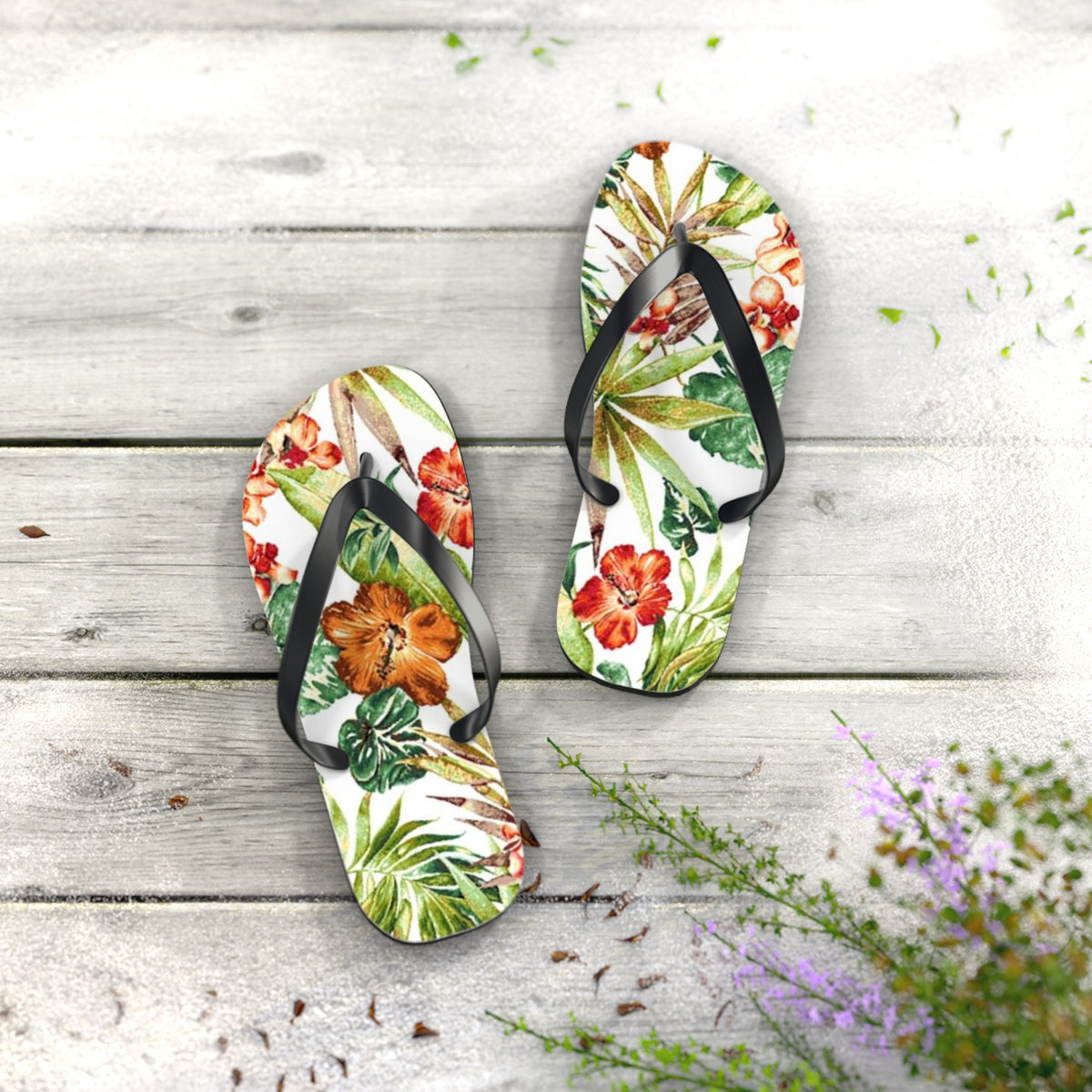 Waves And Sun Sandals Tropical Graphic Summer Flip Flops Slides BRAND NEW