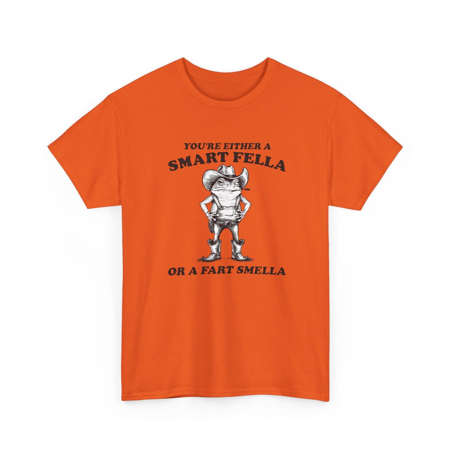 Smart Fella Or Fart Smella Funny Graphic T Shirt Unisex Heavy Cotton Tee