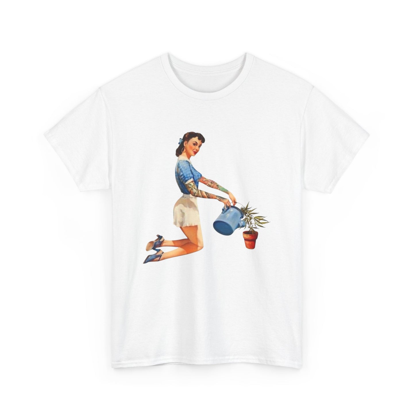 Pinup Model Weeds Graphic T-Shirt Womens Comfy Cotton Tee NEW