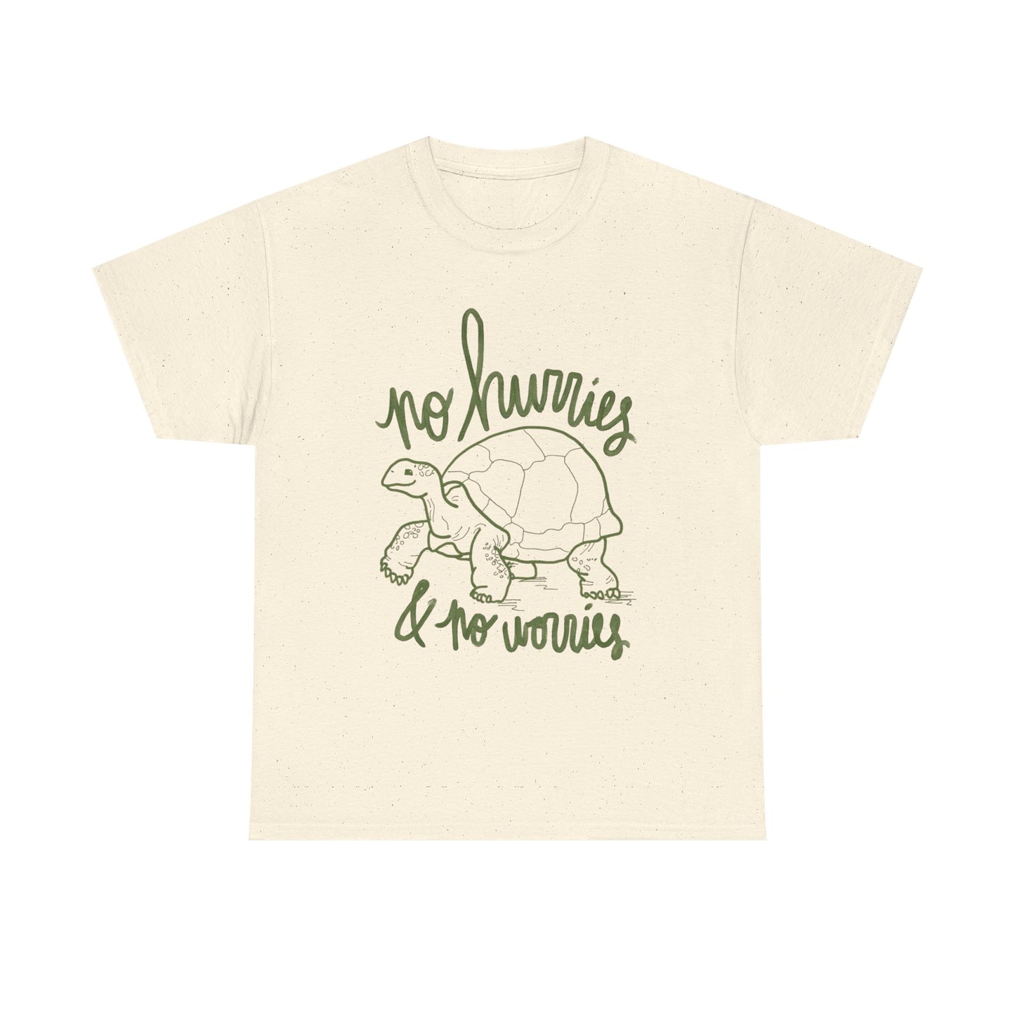 No Hurries No Worries Turtle Graphic T Shirt Unisex Heavy Cotton Tee