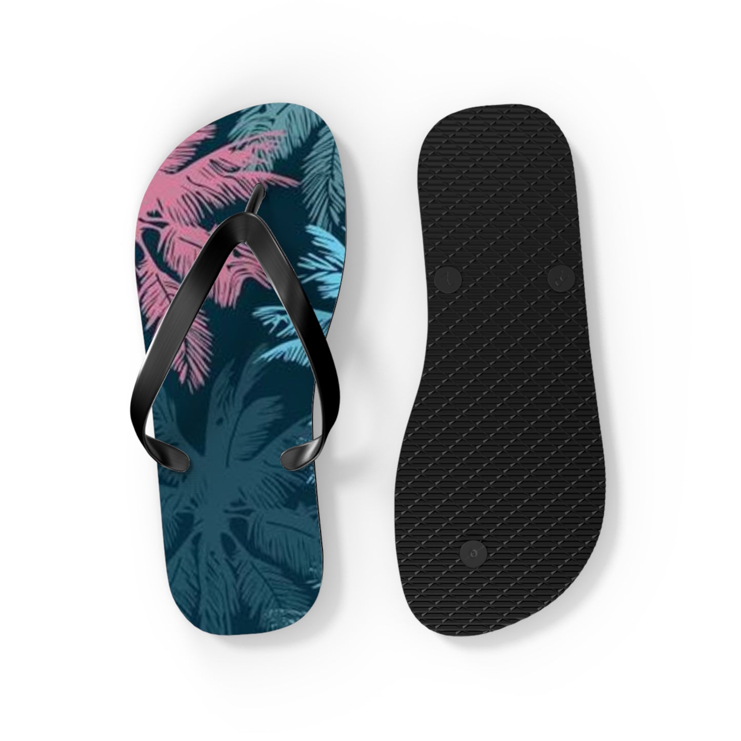 Pink And Blue Palm Trees Sandals Summer Flip Flops Slides BRAND NEW