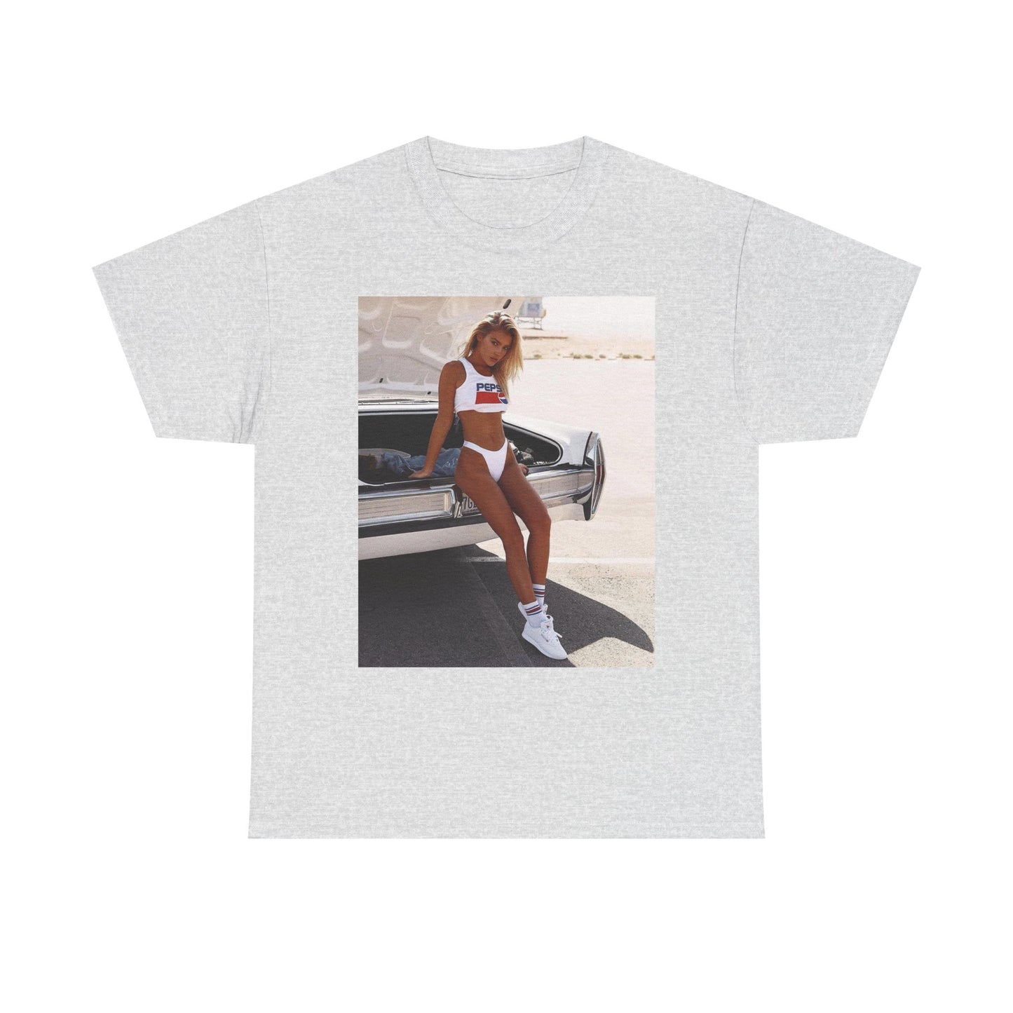 Cadillac Bikini Model Vintage Graphic T Shirt S-5XL Unisex Heavy Cotton Tee