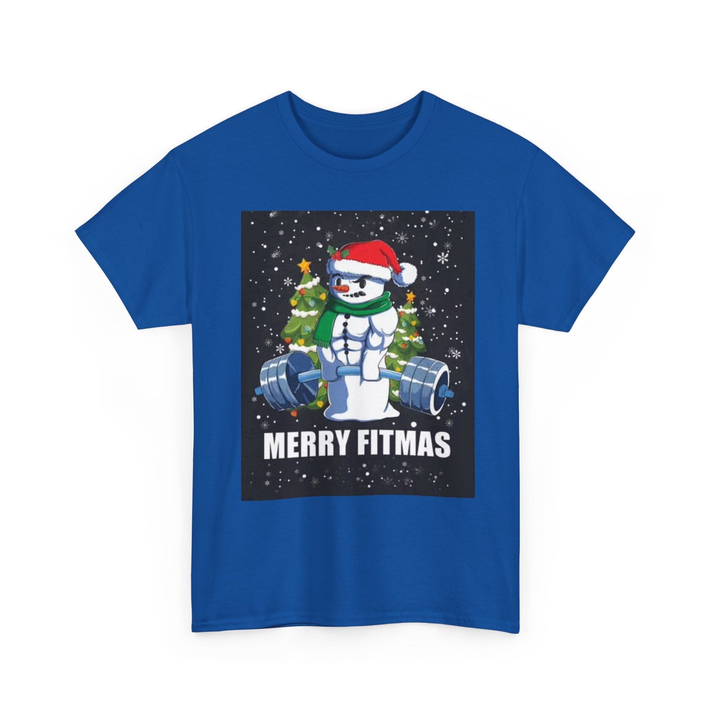 Merry Fitmas Shirt Funny Gym Snowman Christmas Gym Unisex Heavy Cotton Tee