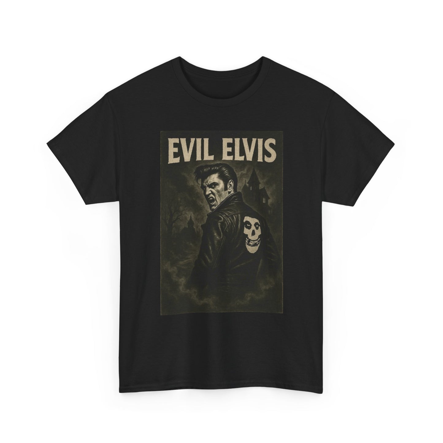 Evil Elvis Graphic T Shirt Vintage King Unisex Heavy Cotton Tee