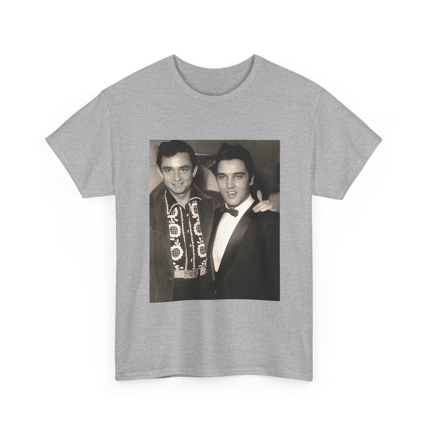 Elvis And Johnny cash shirt vintage graphic art black and white Heavy Cotton