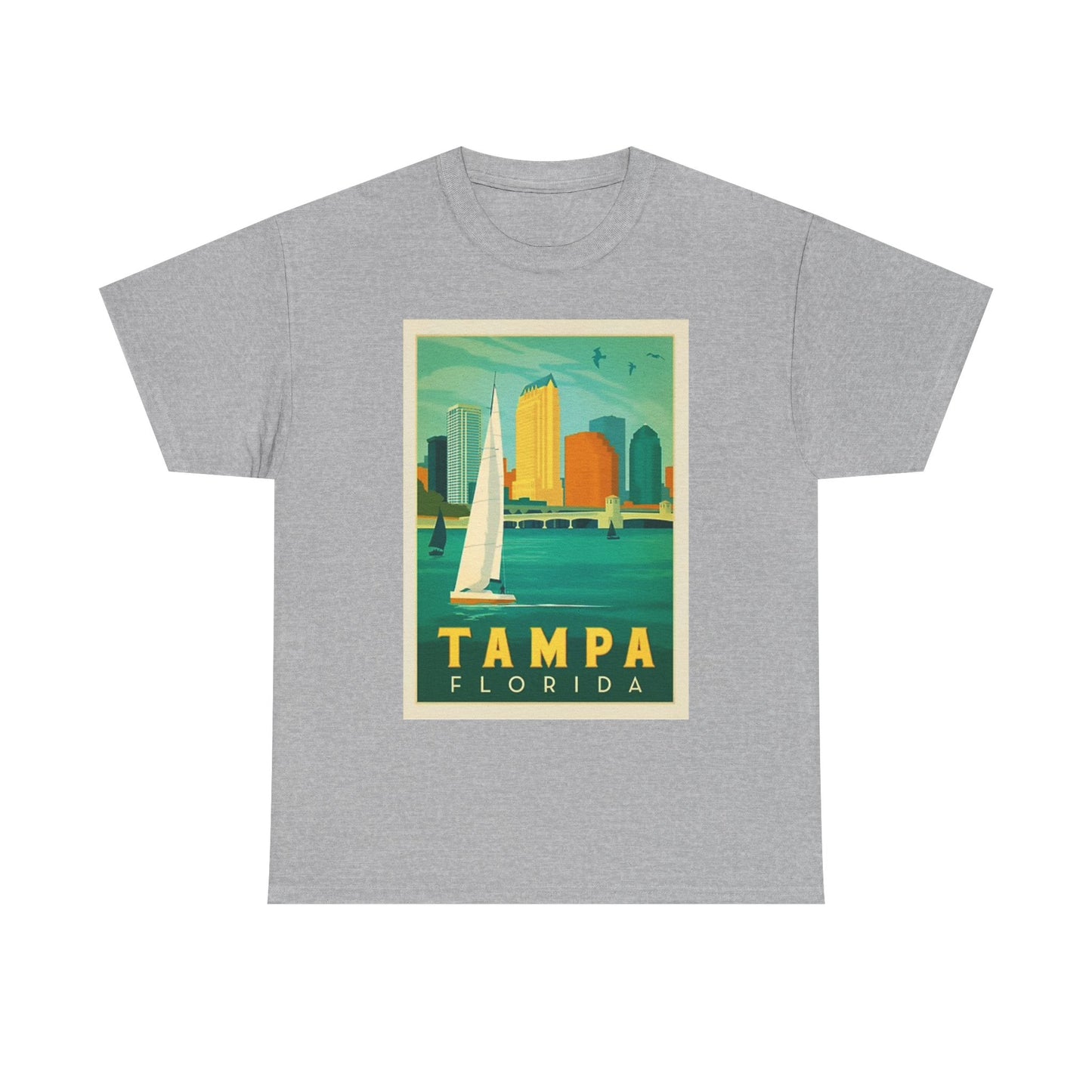 Tampa Florida Graphic T Shirt Vintage Sailing Beach Unisex Heavy Cotton Tee