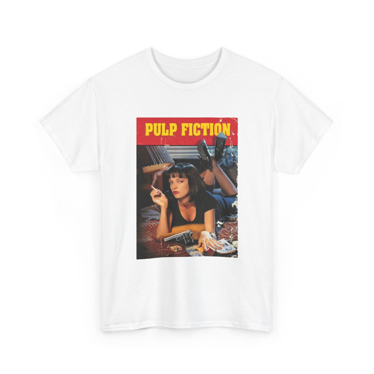 Pulp Fiction Tshirt Vintage Movie poster 90s Nostalgia Unisex Heavy Cotton Tee