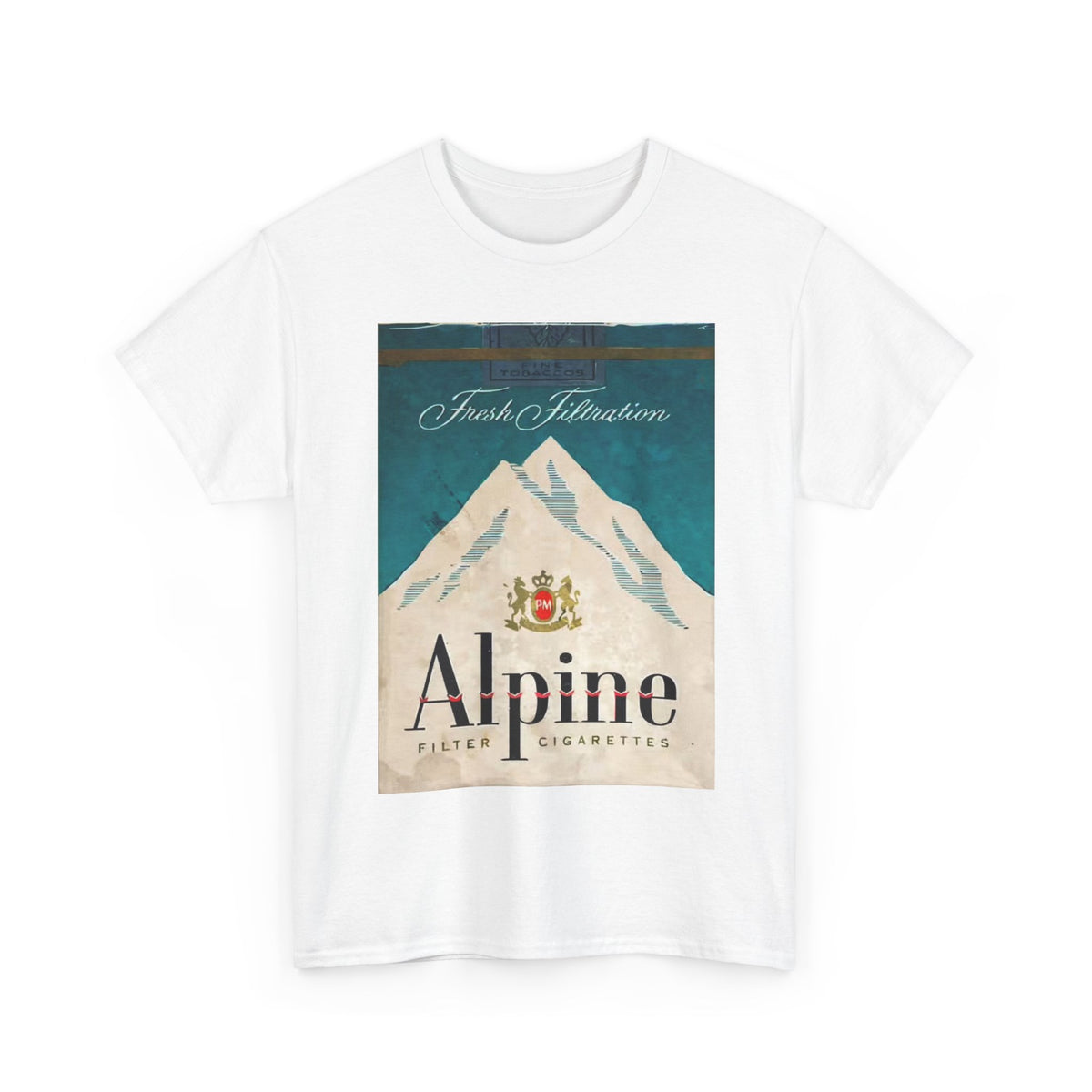 Alpine Cigarette Poster Tshirt Vintage NewPort Menthol Retro Unisex Heavy Cotton