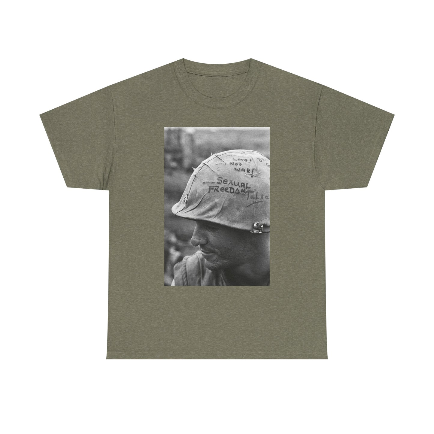 Make Love Not War Shirt Vintage Vietnam Era Art Poster Military Unisex Heavy