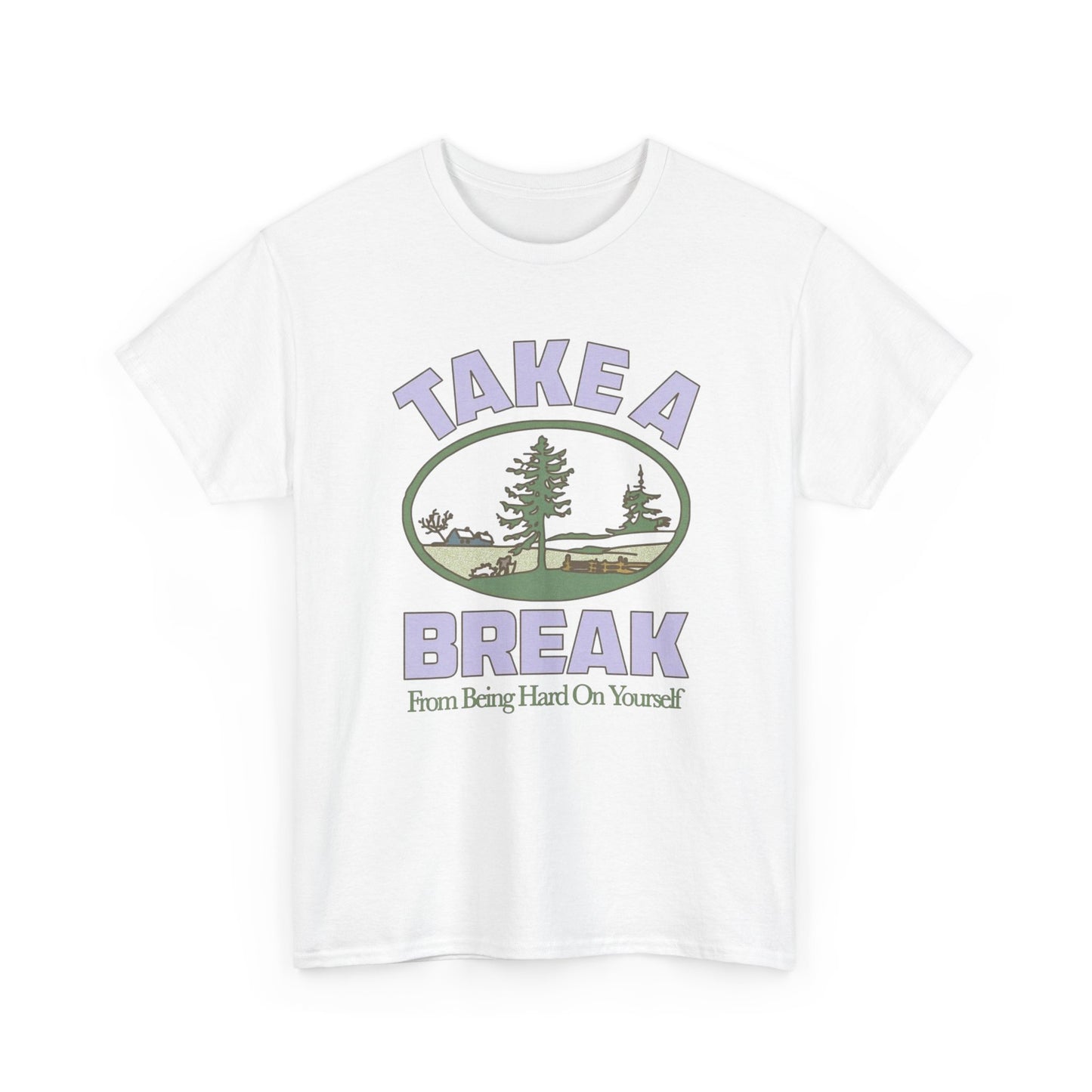 Take A Break Mental Health Retro Graphic T Shirt NEW Adult Unisex Heavy Cotton