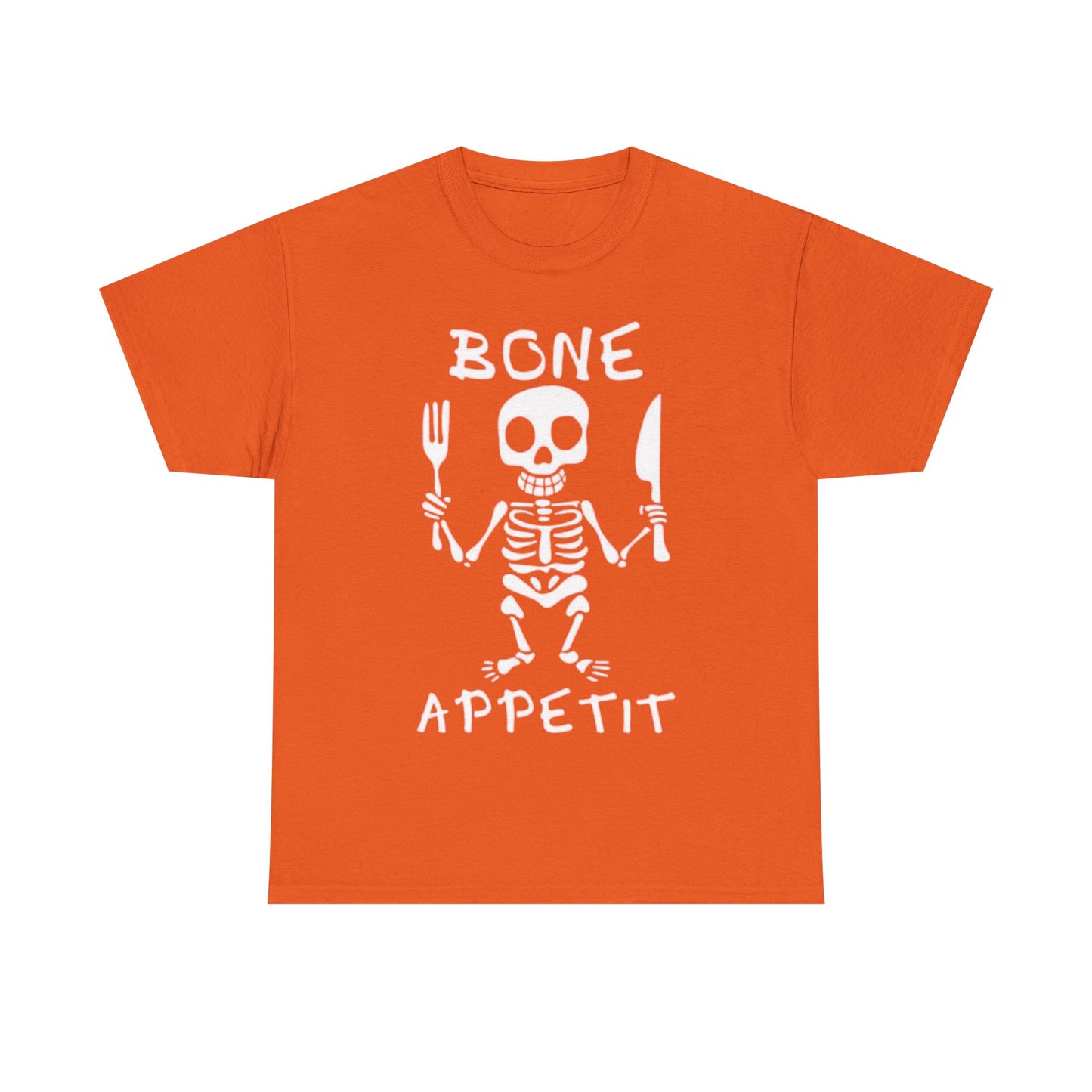 Bone Appetit Shirt Funny Comedy Jokes Skeleton Chef Sous Unisex Heavy Cotton Tee
