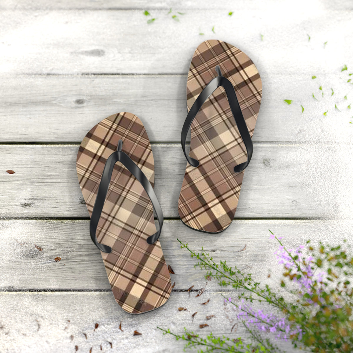 Brown Stripe Sandals, Beach Shoes, Vacation Flip Flops, Pool Slides