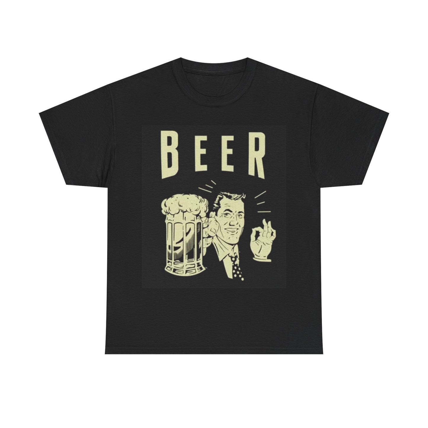 Beer Shirt Funny Thumbs Up Retro Poster graphic Unisex Heavy Cotton Tee