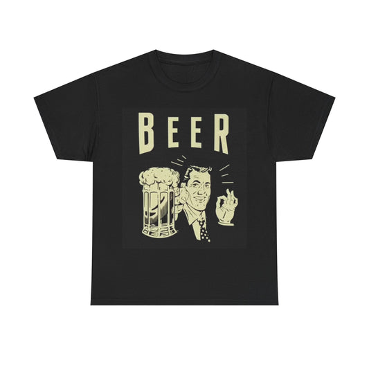 Beer Shirt Funny Thumbs Up Retro Poster graphic Unisex Heavy Cotton Tee