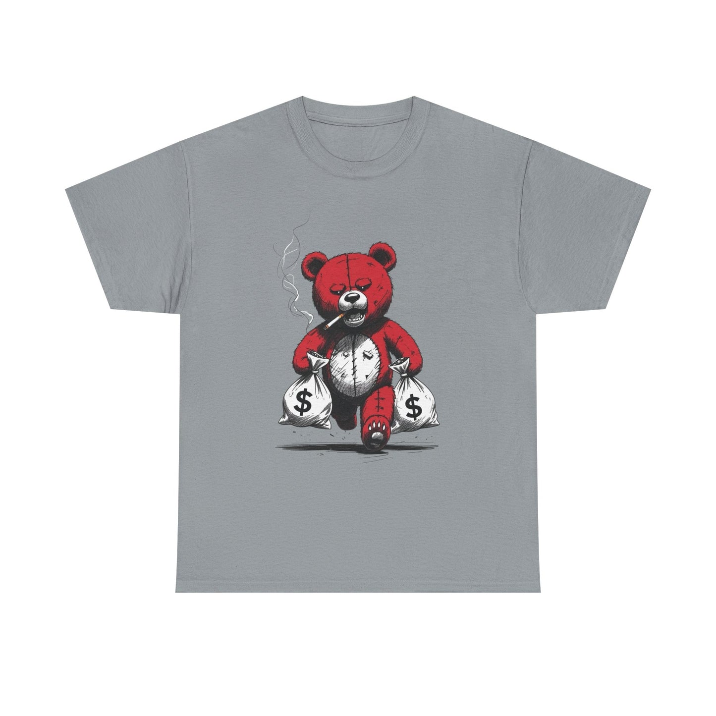 Teddy Bear Money Bags Graphic T Shirt NEW Unisex Heavy Cotton Tee
