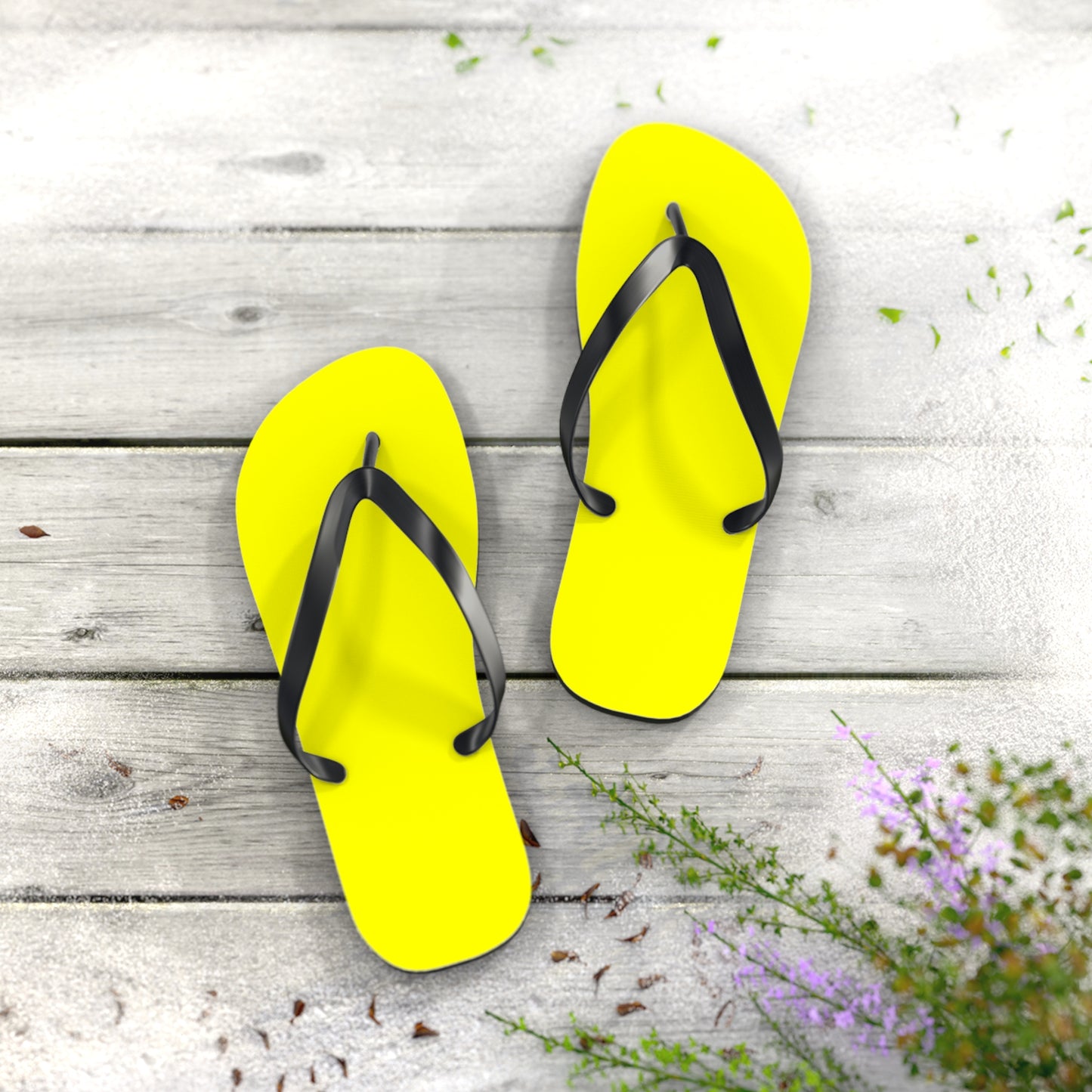 Bright Yellow Flip Flops, Sandals Slides, Summer Footwear, Brand New
