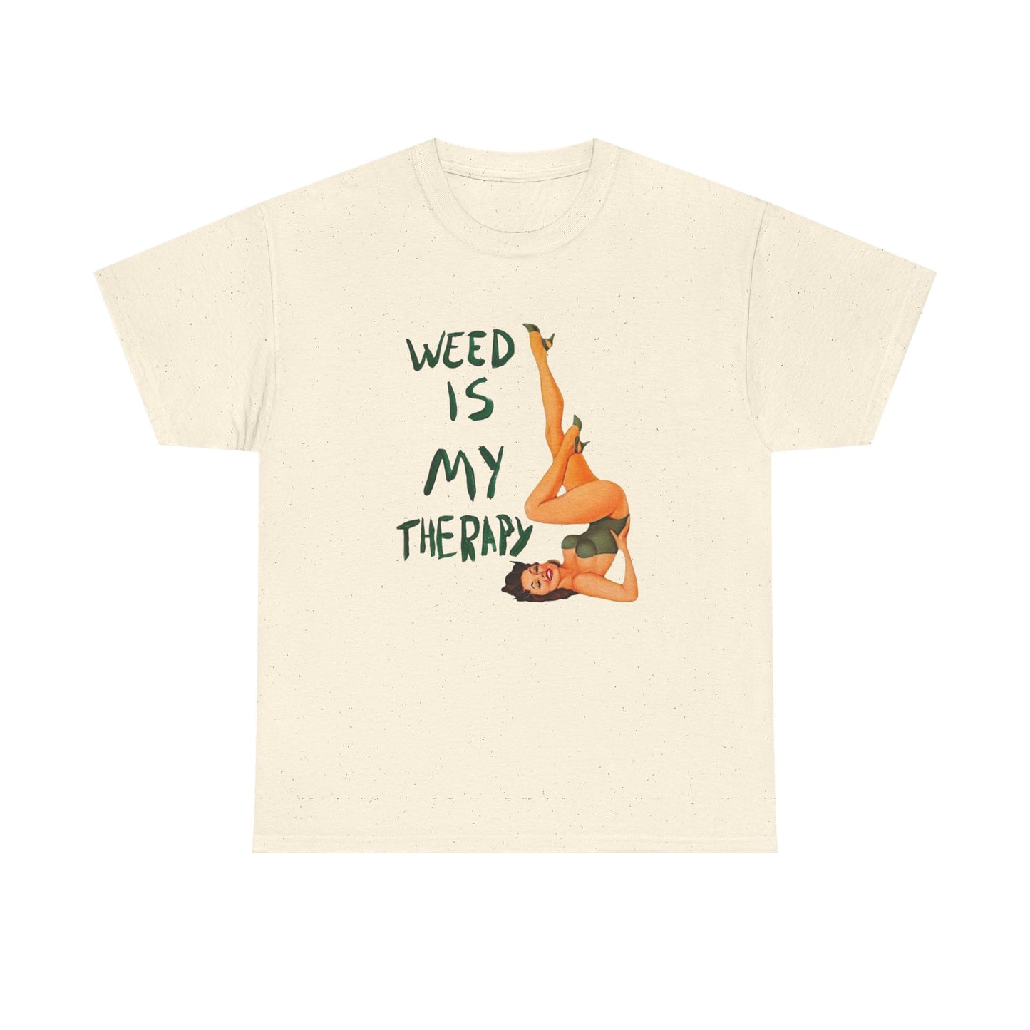 Weed Is My Therapy Graphic T Shirt Vintage Unisex Heavy Cotton Tee