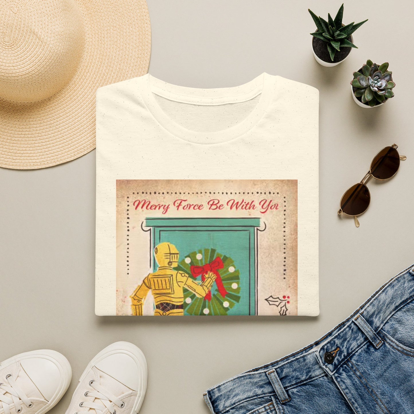 Merry Force Be With You Graphic T Shirt Vintage Star wars Christmas holidays