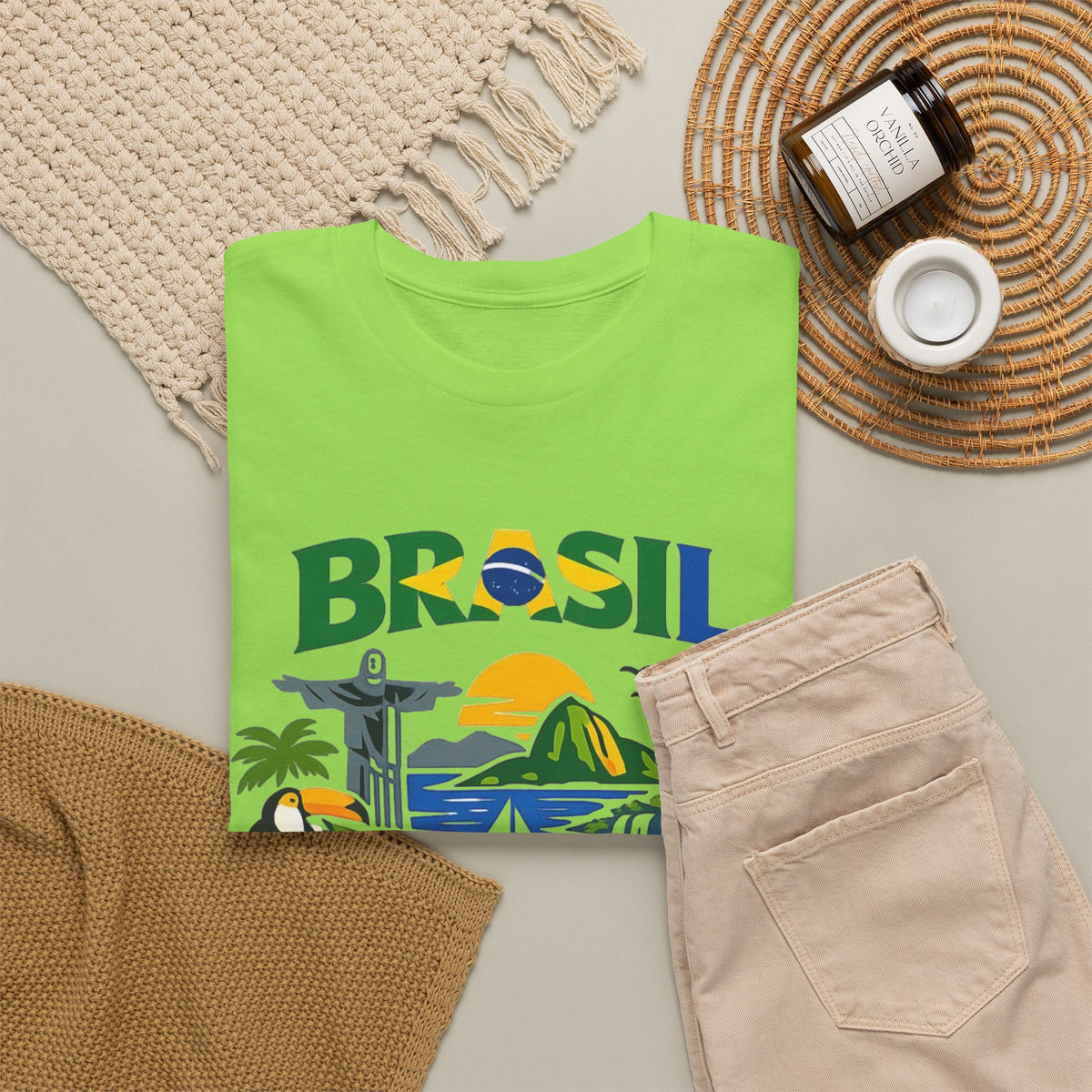 Brazil Flag Retro Graphic T Shirt Men's Heavy Cotton Tee